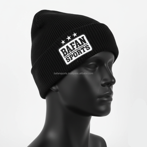 Gorro de punto de alta calidad para hombre, 280 GSM, tela acrílica gruesa, ajuste elástico cálido, parche con logotipo en relieve personalizado, gorro jacquard - Product Image 3