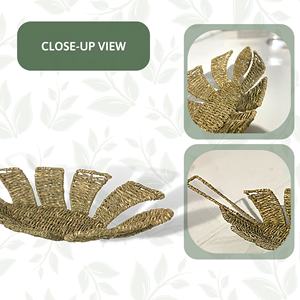 Bandeja para servir en forma de hoja de algas marinas rústicas hechas a mano inusuales Diseño de cesta de almacenamiento único para aperitivos y frutas Vecraft - Product Image 3