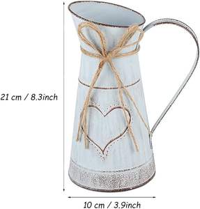 Vase en métal vintage au design luxueux personnalisable, seau à fleurs rustique, décoration de table, fleurs rustiques vintage - Product Image 5