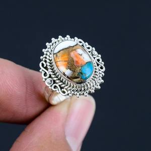 Bijoux en argent sterling 925 de style bohème fait à la main bague classique avec pierre précieuse turquoise taille ovale cadeau de mariage pour femme soeur - Product Image 4