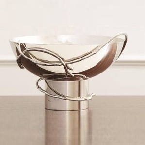 Bol en acier inoxydable pour centre de table de mariage, argent poli, pour célébrer, fruits et collations, bols décoratifs en métal - Product Image 1