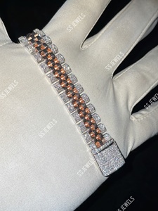 Pulsera de Hombre Personalizable de Plata 925, Estilo Hip Hop, Completamente Engastada con Moissanita VVS, Chapada en Rodio, Joyas Jubilee SS de 60g, para Regalo de Cumpleaños - Product Image 3