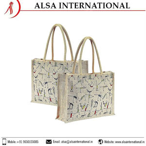 Sac à provisions en toile de jute écologique Sac promotionnel à la mode avec logo personnalisé avec fermeture à glissière Motif de dessin animé populaire - Product Image 2