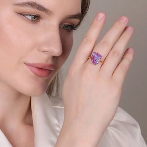 Fournisseur indien Bague ajustable tendance en plaqué or 18 carats rose Druzy léger pour les occasions de mariage et de fête - Product Image 6