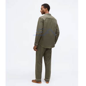 Cotton Made Breathable Casual Men Sleeping Set High Quality 2-Piece Thickened Warm Nightwear <b>Low</b> MOQ - Product Image 2