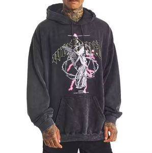 Sweats à capuche délavés à l'acide pour hommes 100% coton imprimé sur mesure nouveau Street Wear à la mode confortable respirant thermique polaire personnalisé - Product Image 1
