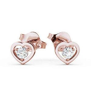 Pendientes de tuerca de cuatro garras de diseño clásico para mujer, pendientes de lujo cultivados en laboratorio, pendientes redondos en forma de corazón de diamante de oro blanco sólido - Product Image 6