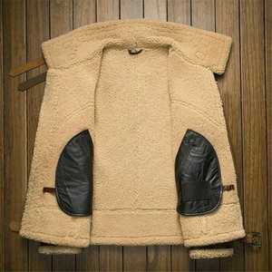 แจ็กเก็ตหนังแกะแท้สำหรับฤดูหนาวเสื้อแจ็คการ์ดถักซิปเต็มตัวออกแบบได้ตามต้องการสำหรับฤดูหนาว - Product Image 3
