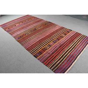 Tapis vintage de grande taille 5x10,9 pieds, tapis turc, tapis Kilim à bordures rouges - Product Image 2
