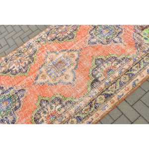 4.7x13.2 ft Turkish Rug, Vintage Rug, <b>Red</b> Floral <b>Wool</b> Rug - Product Image 5