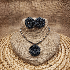Conjunto de Joyería Nupcial con Cuentas Midnight Roselle, Estilo Bohemio con Baño de Oro y Circonita, para Fiestas y Regalos - Product Image 1