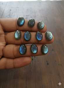 Cabujón ovalado de labradorita natural con base plana, gemas brillantes sueltas para joyería, tamaño libre, piedra lisa - Product Image 6