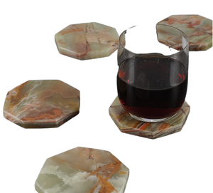Ensemble de sous-verres octogonaux verts en onyx, sous-verres en marbre faits à la main en onyx vert, sous-verres en marbre multi-verts en onyx - Product Image 4