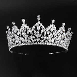 Diadème de mariage en argent sterling 925 avec diamants ronds, poire et marquise, haute brillance, cristal Ice Queen - Product Image 1