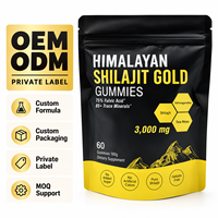 Gummies OEM Shilajit Gold de l'Himalaya 3000mg avec Ashwagandha et Mousse de Mer pour le Soutien Énergétique, 60 Gummies