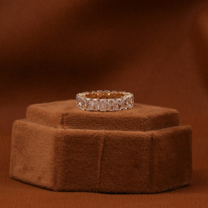 Full Eternity Emerald Cut Lab Grown Diamond Wedding Band 18KT Gold Plated Unisex Certified Conflict Free <b>Bridal</b> Diamond Band - Product Image 1