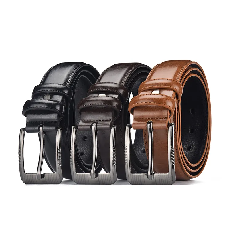 Business Style Pure Color Men Real Leather Belt 100% Pu Leather Belt Wholesale Products