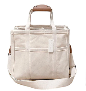 Bolso de mano de yute a rayas de alta calidad para mujer, bolsa de compras de ropa y oficina de lona blanca, cierre abierto, precio al por mayor de fábrica - Product Image 5