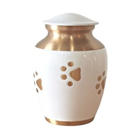 Urnas de cremación de recuerdo de latón de alta calidad con impresiones de patas, urnas funerarias de Metal con acabado de Color dorado y blanco para cenizas humanas