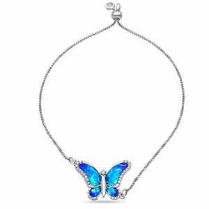 NOVAMART Fine Zarkan 925 <b>Silver</b> Fine <b>Charm</b> <b>Bracelet</b> with Blue Butterfly Design Wholesale Export - Product Image 1