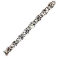 14K Gold 925 Sterling Silber Antikes Blumenmuster Damenarmband mit Perlenanhänger für den Alltag als Geschenk