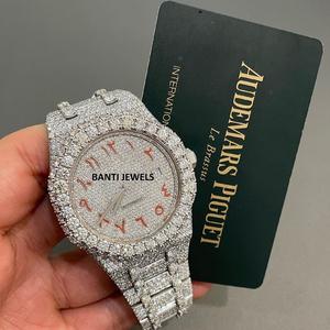 Montre automatique de luxe sertie de moissanite avec cadran et lunette entièrement sertis de diamants, bijoux hip-hop, montre de déclaration - Product Image 3