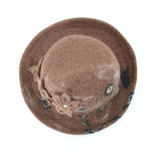 Kriti <b>Craft</b> Handmade Felt <b>Wool</b> Cloche Hat with Floral Decoration NP Origin for Women - Product Image 3