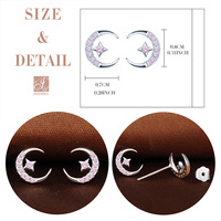 En stock, boucles d'oreilles pour femmes, étoile argentée, lune rose, incrustation de zircon cubique, argent pur S925, boucles d'oreilles en zircon