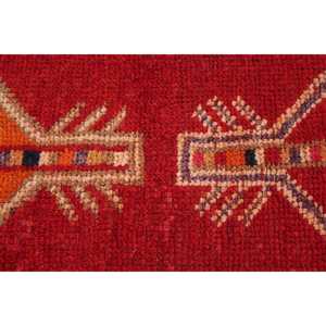 Vintage 2.7x11.4 ft Rug, Herki Turkish Rug, <b>Red</b> Abstract <b>Wool</b> Rug - Product Image 5
