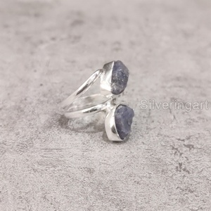 เครื่องประดับหินดิบผู้หญิงแหวนพลอย tanzanite หยาบธรรมชาติประดับหินคู่925แหวนเงินสเตอร์ลิง - Product Image 4