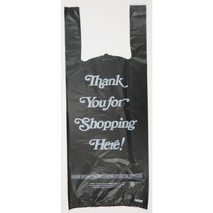 Bolsa negra personalizada para camisetas, bolsa de compras De plástico reciclable con bolsa de basura con fuelle y logotipo personalizado - Product Image 1