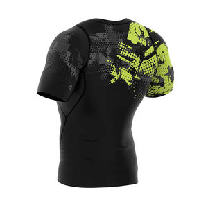 Chemises de sport de compression personnalisées pour hommes Rash Guard BJJ MMA Imprimé sérigraphié en soie Spandex/Polyester respirant Hauts de haute qualité - Product Image 4