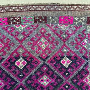 Alfombra Turca de 2.8x11.2 pies, Alfombra Vintage, Alfombra Oriental Rosa Púrpura - Product Image 5