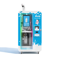 Distributeur automatique de lait frais Haloo 120L réfrigéré en libre-service avec scellage de gobelets, nettoyage et paiement Cloud