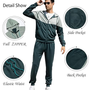 Haute qualité hommes pleine fermeture éclair polaire à capuche à manches longues Jogging costumes sport athlétique décontracté sport survêtement survêtement coupe-vent - Product Image 3