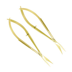 Ensemble de micro ciseaux couleur or poignées russes antidérapantes ciseaux à cils à ressort en acier inoxydable - Product Image 3