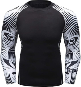 Full Stretch Eco-Friendly Quick Dry Anti-Bacterial Rash Guard <b>Compression</b> <b>Shirt</b> for Weightlifting Running Yoga Training Fitness - Product Image 1