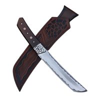 Couteau Tanto en acier au carbone fait à la main gravure à l'acide sur lame manche en Micarta gaine en cuir fantaisie couteau utilitaire de survie en plein air