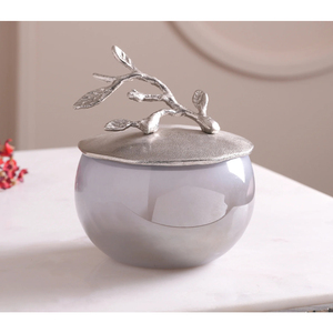 Frasco de Almacenamiento de Vidrio Ahumado Metálico con Tapa de Rama Plateada, Contenedor Decorativo de Lujo para el Hogar, para Alimentos y Joyas, Frascos de Regalo - Product Image 6