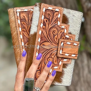 Gran venta de productos superiores, embrague de cuero de piel de vaca, billetera tallada a mano occidental, tarjetas de cuero con herramientas Vintage, billetera en efectivo - Product Image 3