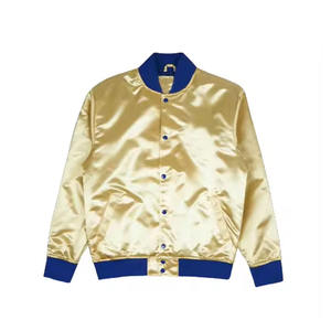 Vente chaude Mode Soie Satin En Gros Varsity Vestes 2024 Logo Personnalisé Hommes Bomber Veste - Product Image 6