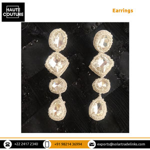 Pendientes de plata con cristales bordados a mano para mujer, aretes grandes a precio competitivo - Product Image 2