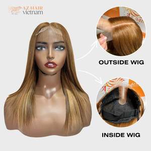 Precio barato Personalizar resaltar Color pelucas de cabello humano 100% pelo crudo vietnamita peluca Natural con cierre Frontal - Product Image 2