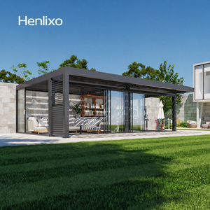 Pérgola <span class=keywords><strong>de</strong></span> Aluminio con Revestimiento <span class=keywords><strong>de</strong></span> Lamas, Personalizable con Logotipo, Resistente al Agua y al Viento, con LED, para Patio y Jardín, Venta al Por Mayor para Contratistas - Product Image 3