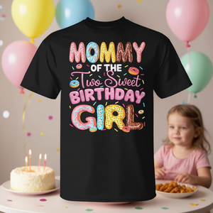 เสื้อยืดลายโดนัทสำหรับเด็กหญิงวันเกิดปีที่ 2 คุณแม่ของลูกสองคนแสนหวานสำหรับกิจกรรมส่งเสริมการขาย - Product Image 3