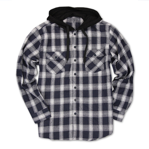 Sweat à capuche en flanelle à carreaux blanc et noir pour hommes Custom Falls en gros - Product Image 5