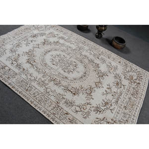 Alfombra tradicional de lana marrón Beige de 5,3x8,2 pies, diseño clásico de retales turcos Vintage para dormitorio, cabecera de látex Rectangular - Product Image 4