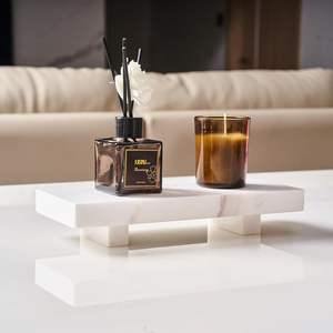 Marble Vanity White Marble Tray for Bathroom Jewelry Organizer and Perfume <b>Holder</b> Modern Decorative Tray for <b>Skincare</b> and Makeup - Product Image 2