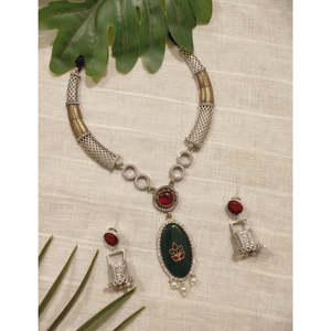 Conjunto de Joyería Fina Tribal Tales Jaali Hasli de Dos Tonos con Incrustaciones de Piedras - Product Image 5