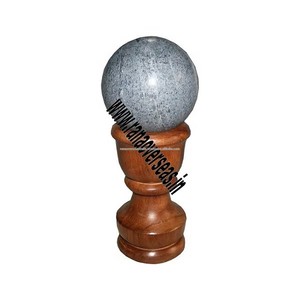 Support sphérique de style pilier en bois de luxe avec boule de couleur grise pour la décoration de bureau à domicile et au bureau à des prix raisonnables - Product Image 4